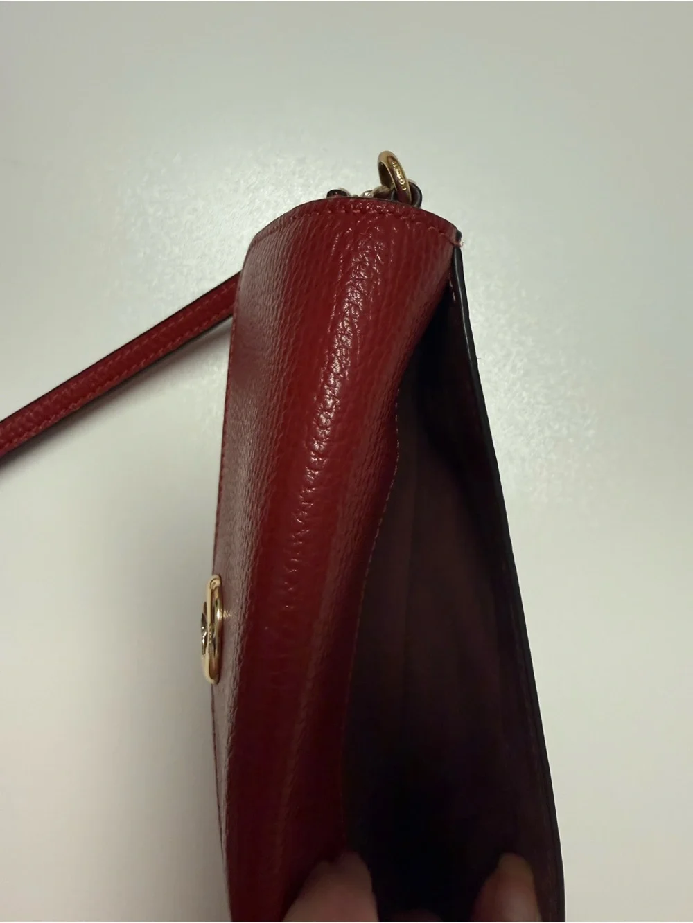 Coach Red Pebbled Leather Turnlock Wristlet Clutch